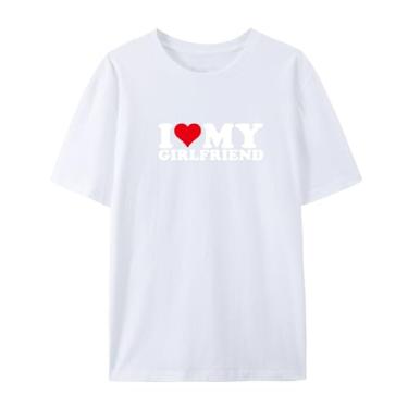 Imagem de Camiseta I Love My Girlfriend Love Graphics para namorada, Branco, P