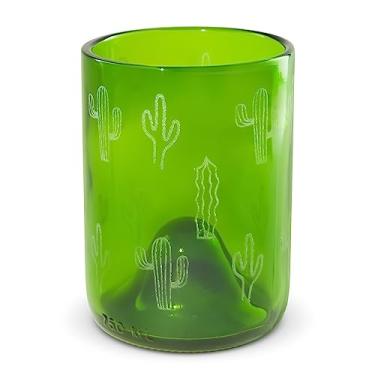 Imagem de Copos de bebida de garrafa de vinho de cacto reciclados - borda polida de fogo suave (conjunto de 2) presente de design de envoltório de 360° - copo de vidro - copo de água - copo de tequila de uísque