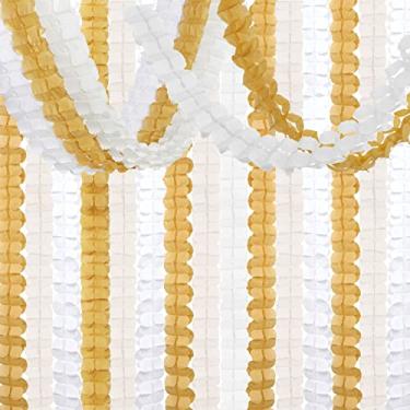 Imagem de Guirlanda de serpentinas de decoração de festa marfim branco - 12 peças de 4 folhas trevo de papel flâmula para casamento, chá de bebê, despedida de solteira, banners de noivado, champanhe neutro, decoração de Natal Ouruola
