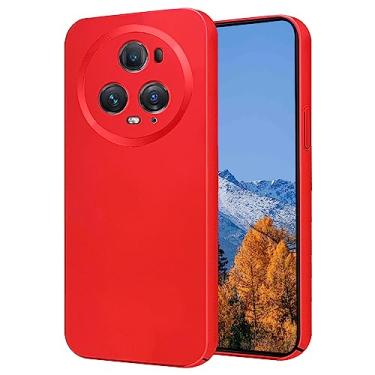 Imagem de Kainevy Capa para Honor Magic 5 pro para mulheres e homens, fina, preta, rosa [antiarranhões] leve Honor Magic 5 pro capa de telefone proteção à prova de choque capa rígida de PC luxuosa (vermelha)