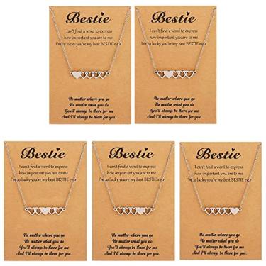 Imagem de HUASAI Colar 2/3/4/5 Bff para meninas, colar moderno para melhor amiga, colares de amizade, colares de irmã combinando com coração para meninas adolescentes para , Metal, outro