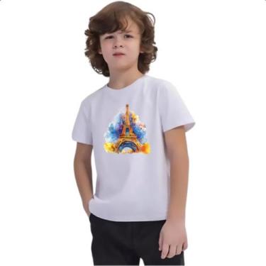Imagem de Camiseta Infantil Torre Eiffel Watercolor - Alearts
