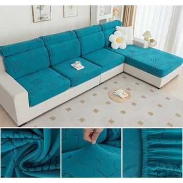 Imagem de Sofá De Estiramento Slipcover Sofá Capa Protetor De Móveis Sofá Macio Com Fundo Elástico Para Crianças, Poliéster Spandex Jacquard Tecido (A,Azul13)