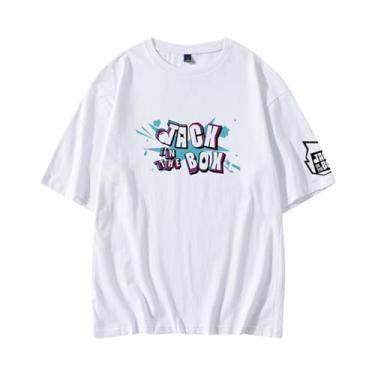 Imagem de Camiseta moderna K-pop Jack in The Box, camiseta estampada J-Hope Support Born Pink Contton gola redonda camisetas com desenho animado, B Branco, XXG