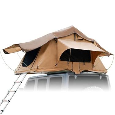 Imagem de WnewTools [US Direct] Tenda de caravana para 3 a 4 pessoas, escada retrátil, porta dupla, à prova de sol, respirável, grande espaço, acampamento, viagem, pesca, barraca
