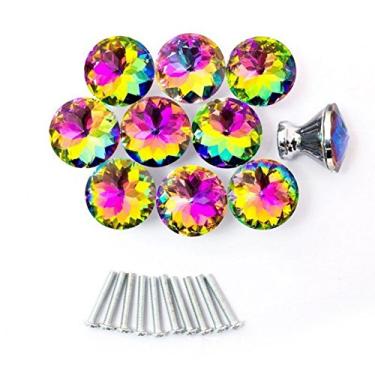 Imagem de ZHONGJIUYUAN 50 maçanetas de porta em forma de cristal colorido gaveta armário guarda-roupa liga de vidro diamante puxador de móveis 30 mm