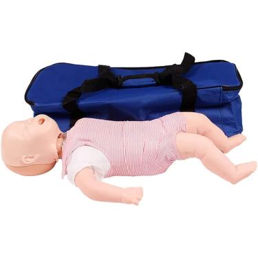 Imagem de Modelo de ressuscitação cardiopulmonar, modelo de primeiros socorros infantil sufocando treinamento de primeiros socorros boneca para bebês manequim de RCP avançado com bolsa manequim de tre
