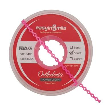 Imagem de Easyinsmile Carretel ortodôntico dentário elástico elástico elástico correntes elétricas para suspensórios (curto, rosa)