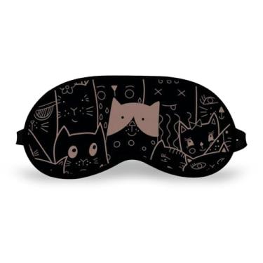 Imagem de Máscara de dormir, máscara para dormir para mulheres e homens, venda noturna, cobertura luxuosa para os olhos com bloqueio de luz - Gatinhos Pattern