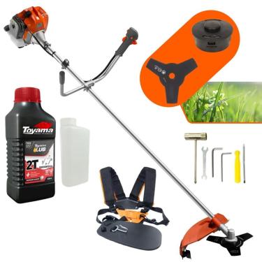 Imagem de Roçadeira Aparador de Grama Á Gasolina Tekna RL430ACN-TK Motor 2T 43cc 1,7HP Modelo Completo Com Lâmina 3 Pontas e Cabeçote Nylon + ÓLEO TOYAMA 2T