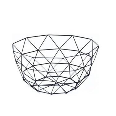Imagem de Cesta de frutas de arame de metal para balcão de cozinha, cestas de armazenamento de suporte de frutas para bancada, prato de frutas e vegetais (decágono preto grande)
