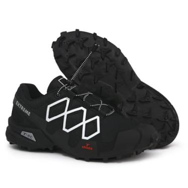 Imagem de Tênis Extremecross Speed Trekking Trilha Academia Corrida CIclismo Trava Cross Masculino Feminino T-Shoes (Preto-Branco, BR, Adulto, Numérico, 41)