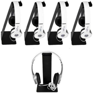 Imagem de Kit 5 Suporte Fone Headset Headphone De Mesa Universal Em Aço - Sterk
