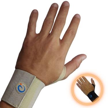 Imagem de Munhequeira Elástica Musculação Pulso Aberto Ortopédica Protetora Tendinite