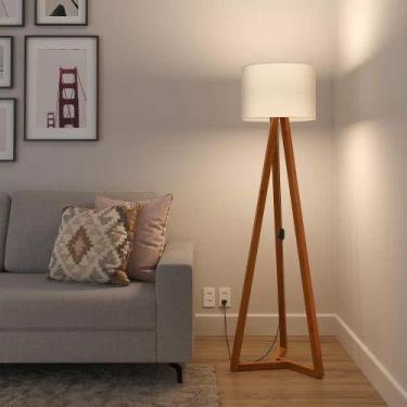 Imagem de Luminária De Chão Tripé Classic Com Cúpula Abajur Off White/Nature - T