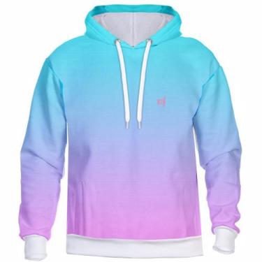 Imagem de Blusa de frio Moletom feminina masculina Degrade Com Capuz Bolsos Late