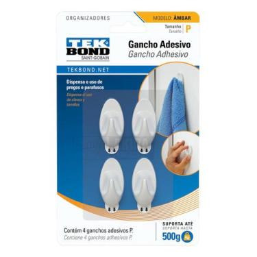 Imagem de Gancho Adesivo Tekbond Ambar P Cabide Cabideiro Pendurar - TEK BOND