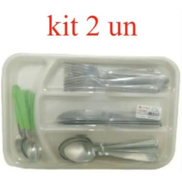 Imagem de KIT 2 Porta Talheres Organizador Tampa De Plástico P Gaveta - Plasutil