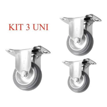 Imagem de KIT 3 Rodizios Fixo 2pol. R210 Pvc Placa/chapa 30kg Por Roda - RODILIN
