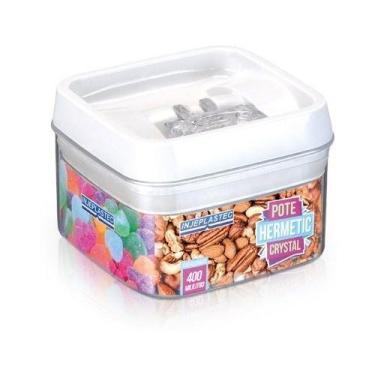 Imagem de Pote Hermético Acrílico Quadrado Médio 400 ml - injeplas