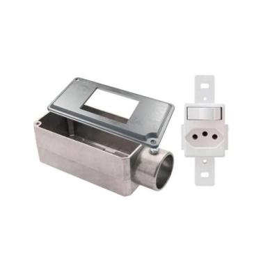 Imagem de Condulete E+ Tampa 3 Mod Wetzel+ Mod Interruptor com Tomada - Schneide