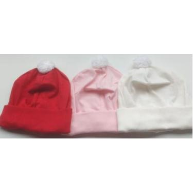 Imagem de Kit Touca recém nascido bebê 100% Algodão Antialérgico 3 peças menino 