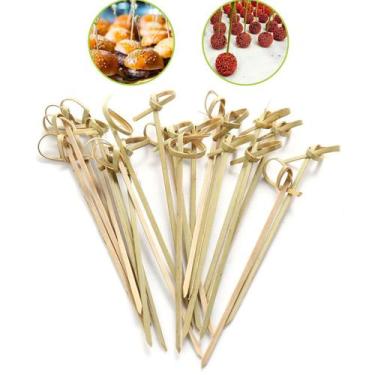 Imagem de Palito Espeto Bambu Petiscos Sticks 15cm Pacote com 50 Und - Natural B
