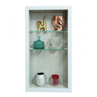 Imagem de Nicho Vertical de Embutir Prateleira Vidro - Porcelanato Borda de Alum