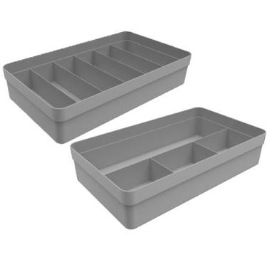 Imagem de Kit 2 Organizadores Gaveta Com Divisórias Multiuso Porta Utensílios Co