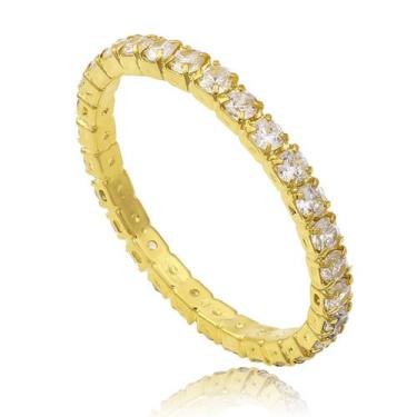 Imagem de Anel Aparador Aliança Filete de Zircônia Folheado a Ouro 18k - Lunozê,