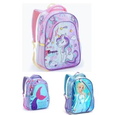 Imagem de Mochila Escolar Infantil Sereia Unicórnio Frozen Seanite Holográfica M