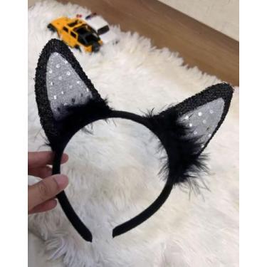 Imagem de Tiara Arquinho Com Orelha de Gato Para Festas Menina Feminina - Utilid