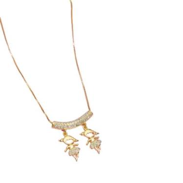 Imagem de Colar Cravejado Duas meninas Luxo Semi Joias Banho Ouro - Crislu Semi 