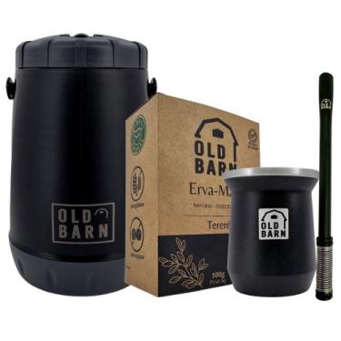 Imagem de Kit Tereré Old Barn Completo Preto Garrafa 2,5L Cuia De Alumínio 300ml