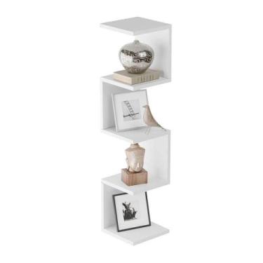 Imagem de Prateleira de Canto Lyra 4 Nichos Decorativos Branco para Sala Quarto 