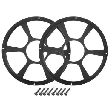 Imagem de ACROPIX Capa de grade de alto-falante de carro universal de 30,5 cm redonda 30,5 cm caixa protetora de subwoofer com parafusos de montagem preto - Pacote com 2