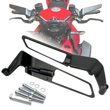 Imagem de KAIQIVEM Espelhos de motocicleta Stealth Wind Wing Side Retrovisores compatíveis com Ducati Monster 937 Monster 950 SP 1200 Streetfighter V4 S V2 Hypermotard 950 698 1100 Multistrada 1200 V2 V4