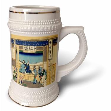 Imagem de 3dRose Impressão de pintura Woodcut Vintage Yoshida At Tokaido - Caneca Stein, 510 g, 640 ml, branca
