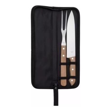 Imagem de Kit Churrasco Com 2 Peças com Estojo de Nylon - Cabo De Madeira - PANA