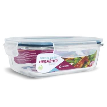 Imagem de Pote Vidro Hermético Marmita Mantimentos Fitness 640ml - U4home, Azul