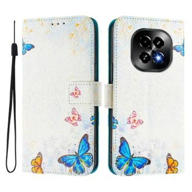 Imagem de Capa carteira para Realme C63 5G, 3 compartimentos para cartão, 1 compartimento para dinheiro, capa flip de couro PU com padrão fofo, capa com fivela magnética à prova de choque, compatível com sem