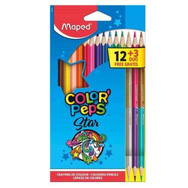 Imagem de Lápis De Cor Color'Peps com 12 Cores + 3 Lápis Duo Maped