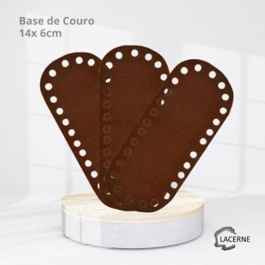 Imagem de KIT 3 Fundos de Bolsas em Couro para Crochê Tamanho 14x6cm (CARAMELO) 