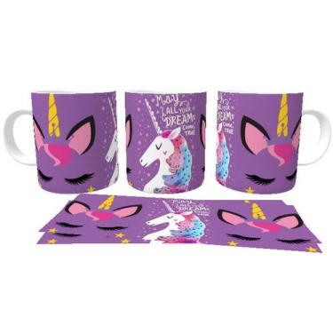 Imagem de Caneca Cerâmica copo Unicórnio may yout dreams come true - Empório Dut