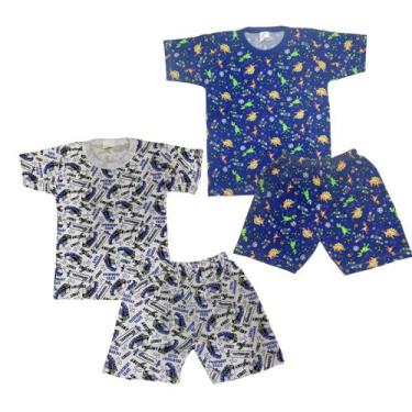 Imagem de Kit 2 Pijama Regata Menino Verão Algodão Sortido Estampado - Mundo dos