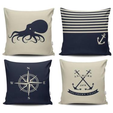Imagem de Kit 4 Almofadas Estampadas com Silicone Premium 42cm x 42cm - Marinhei