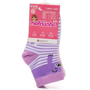Imagem de Meia Infantil Molekinha  KIT C/3 (23AO 27) 2799125  , Rosa, UN
