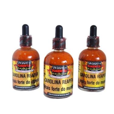 Imagem de Molho De Pimenta Carolina Reaper Kit 3 Unidades Sem Glúten Mais Ardida