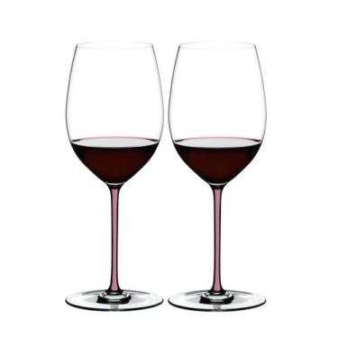 Imagem de Kit 2 Taças Vinho Riedel Fatto a Mano Merlot Haste Colorida, Rosa