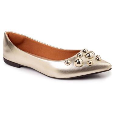 Imagem de Sapatilha Feminina Rasteira Dourada Sapato Scarpin Moda - Zature Store